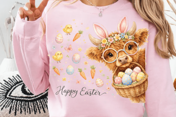 Download Easter Day Highland Cow PNG, Cute Cow - Premium Bundle