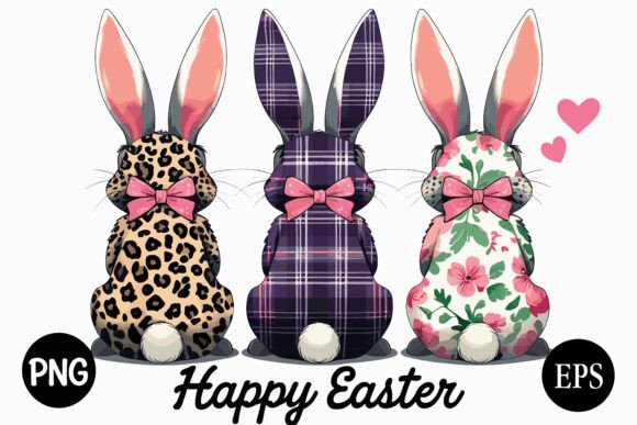 Download Cute Easter Bunny Trio Clipart Set - Easter Collection