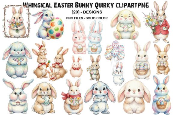 Download Whimsical Easter Bunny Quirky Clipart - Easter Collection