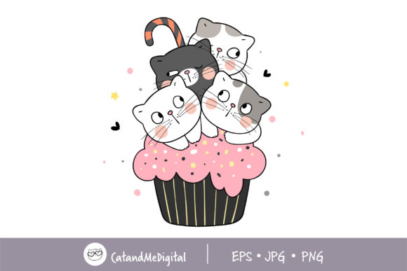 Download Clip Art Cat on Cupcake for Halloween - Clip art Collection