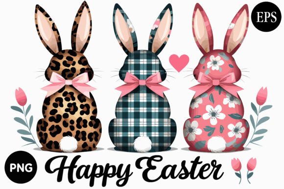 Download Cute Easter Bunny Trio Clipart Set - Easter Collection