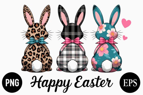 Download Cute Easter Bunny Trio Clipart Set - Easter Collection