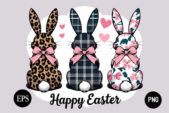 Download Cute Easter Bunny Trio Clipart Set - Easter Collection