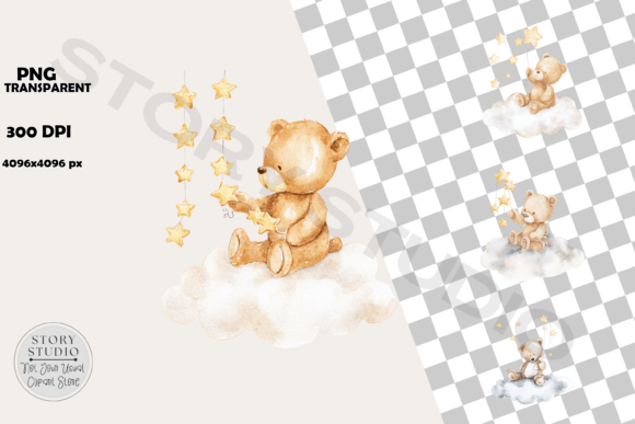 Download Dreamy Baby Bear Stars Cloud Nursery - Premium Resources