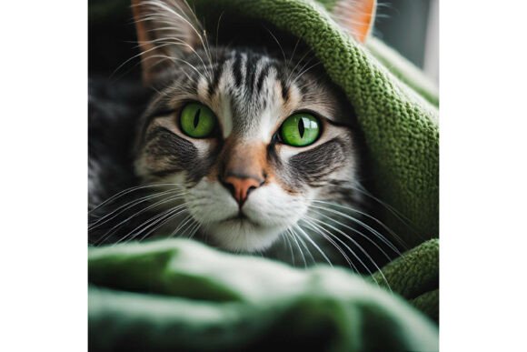 Download Cat Wrapped in Knitted Background - Premium Resources