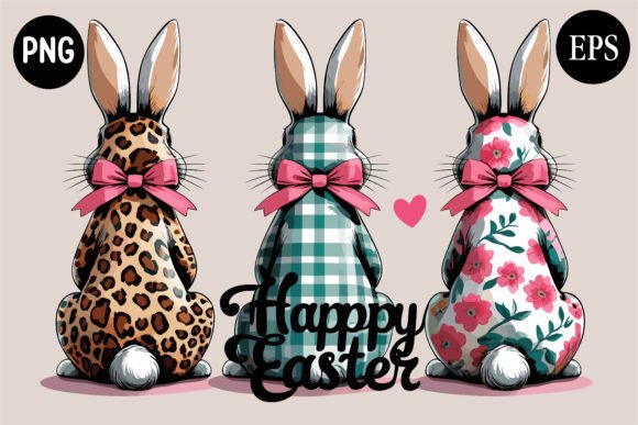 Download Cute Easter Bunny Trio Clipart Set - Easter Collection