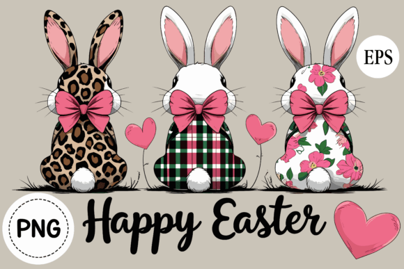 Download Cute Easter Bunny Trio Clipart Set - Easter Collection