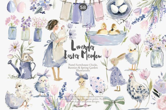 Download Lavender Easter Clipart Bundle - Easter Collection