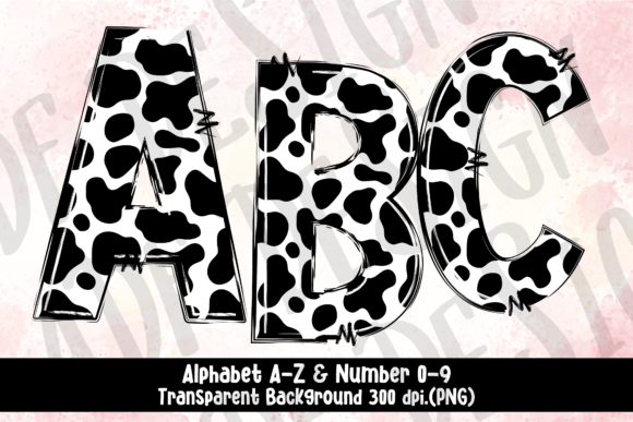 Download Cow Print Doodle Alphabet Clip Art PNG - Clip art Collection
