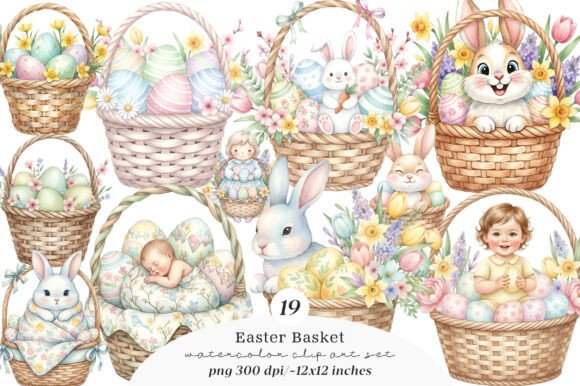 Download Easter Basket Clipart PNG Bundle - Premium Resources