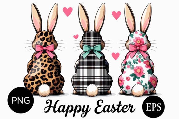 Download Cute Easter Bunny Trio Clipart Set - Easter Collection