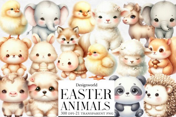Download Watercolor Easter Animals Clipart - Easter Collection