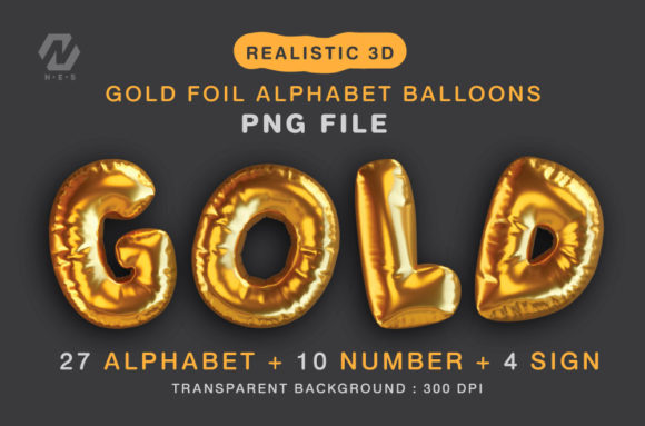 Download Gold Foil Alphabet Balloon Realistic PNG - Alphabet Collection