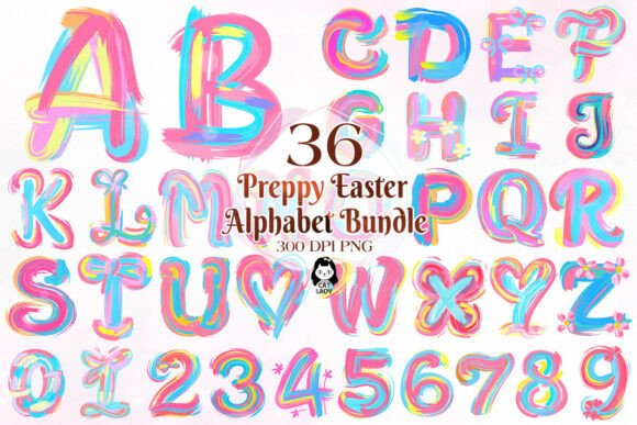 Download Preppy Brushstroke Easter Day Alphabet - Easter Collection